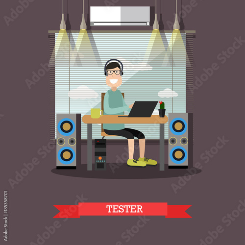 Software tester vector illustration in flat style