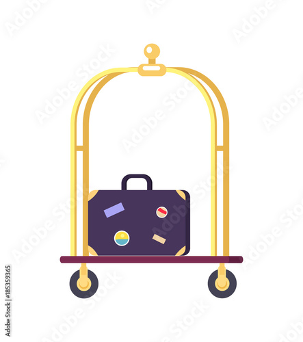 Bellman s Cart with Bag Icon Vector Illustration