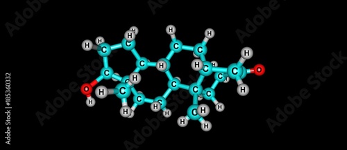 Dihydrotestosterone molecular structure isolated on black
