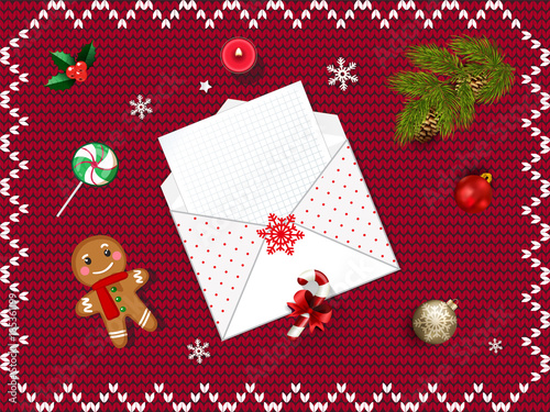 Christmas open envelope with empty sheet 