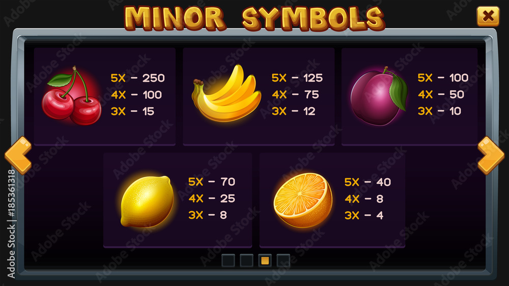 Info screen for slots game. Vector illustration Info screen for slots game. Vector illustration