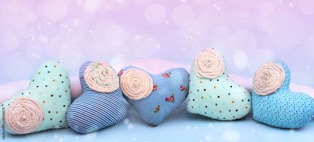 Banner Decorative textile heart handmade. Banner Decorative textile heart handmade.