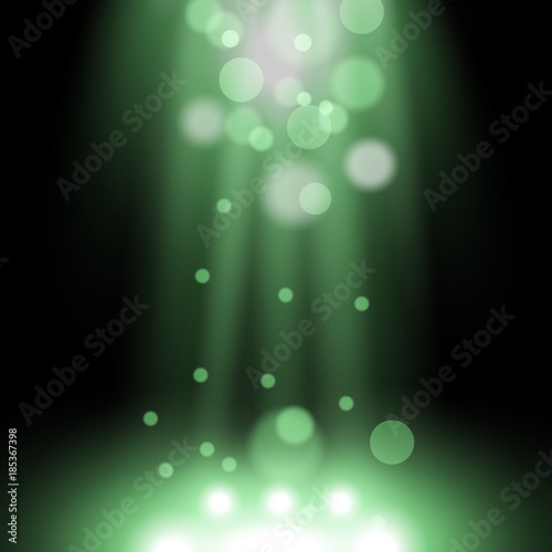 Vector spotlight. light effect with sparks, green color