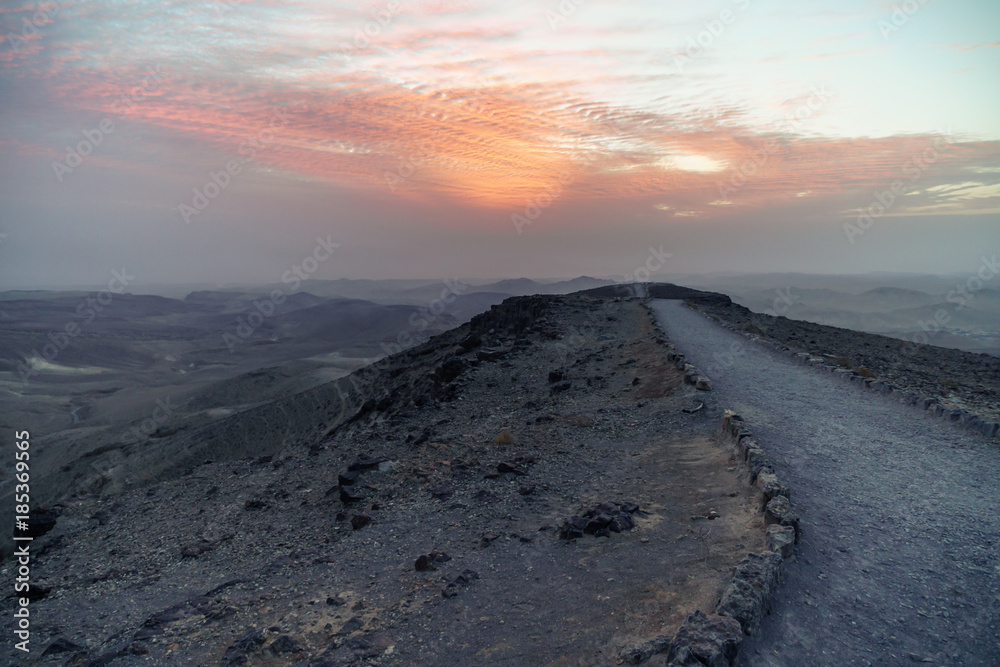 Magic sunrise dawn over holy land judean desert in Israel
