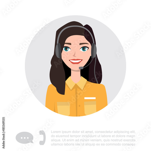 Young Lady With Headset Vector Character