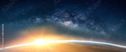 Fotografie, Obraz Landscape with Milky way galaxy