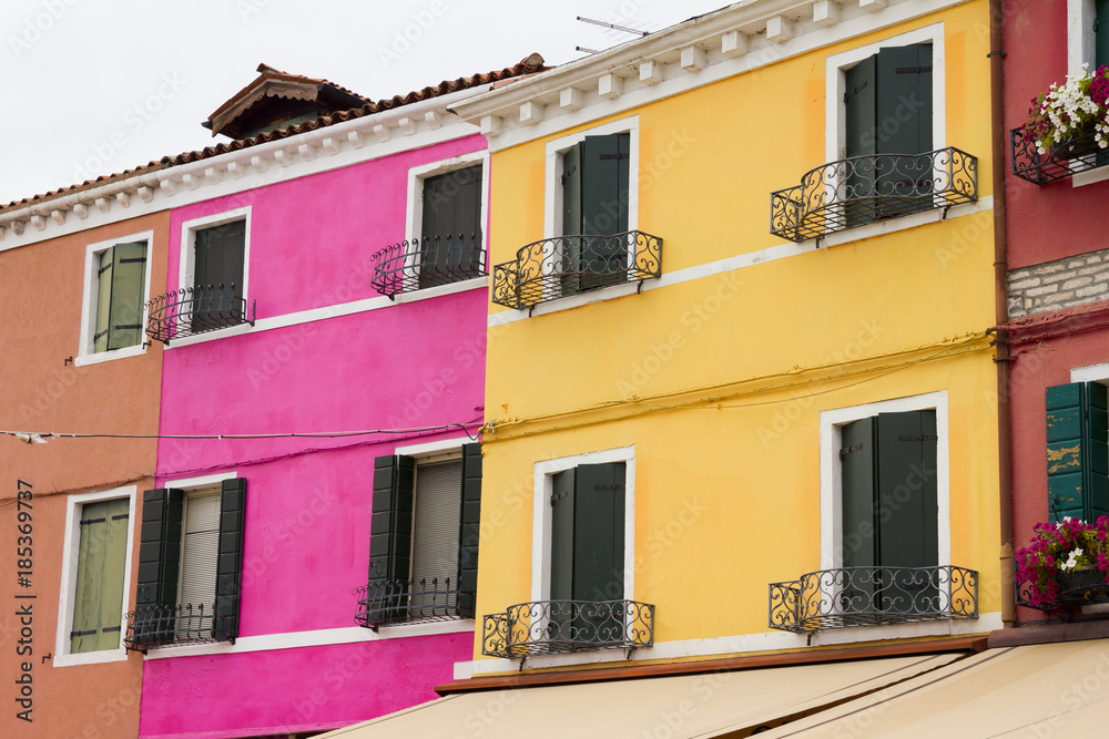 Colorful windos in Burano island, Italy