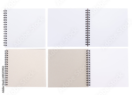 blank realistic spiral notebook and pencil isolated on white background