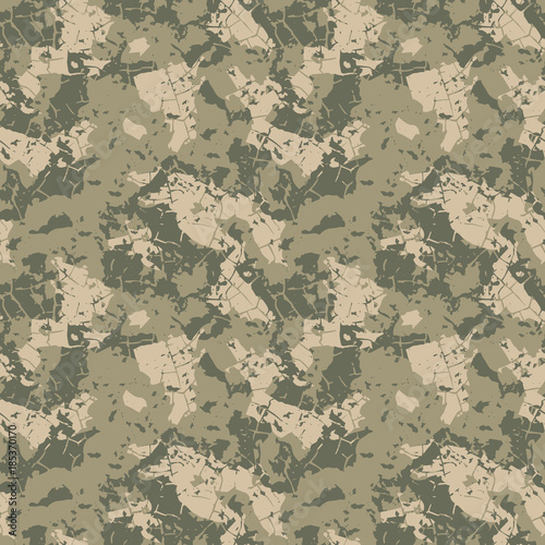 Green and khaki camouflage is a colorful seamless abstract pattern that can be used as a camo print for clothing and background and backdrop or computer wallpaper