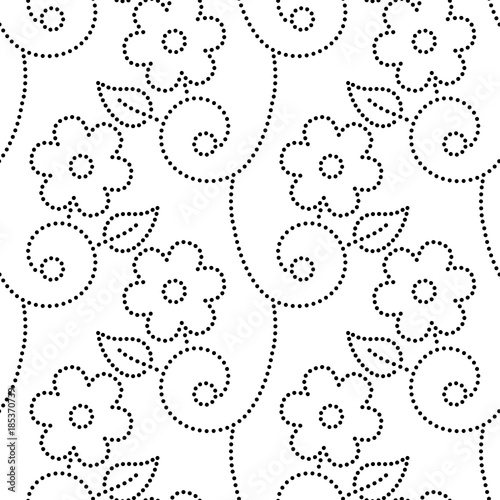 Doted flowers leaves and vi...