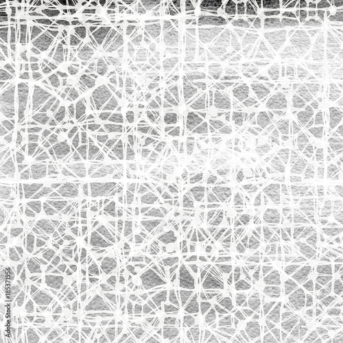 Black and white grid background. Grunge white lines textile texture. Abstract hand-drawn pattern.