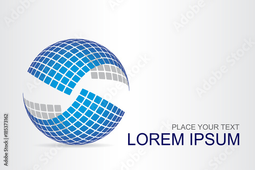 Logo stylized spherical surface with abstract shapes