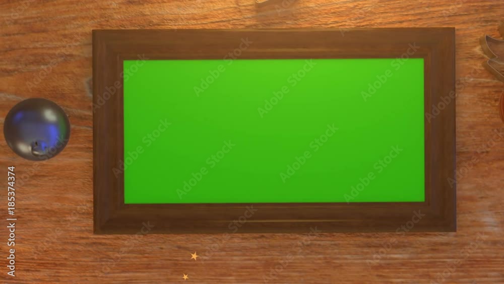 Kamerafahrt Green screen Holztisch und Bildrahmen