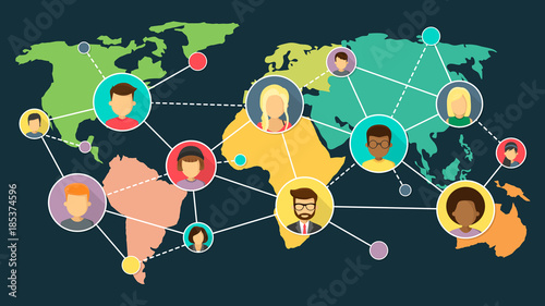 Netzwerk von Menschen international Flat Design