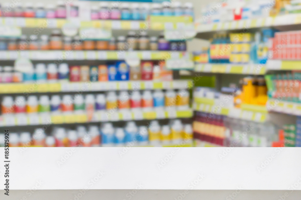 pharmacy drugstore shop interior blur background