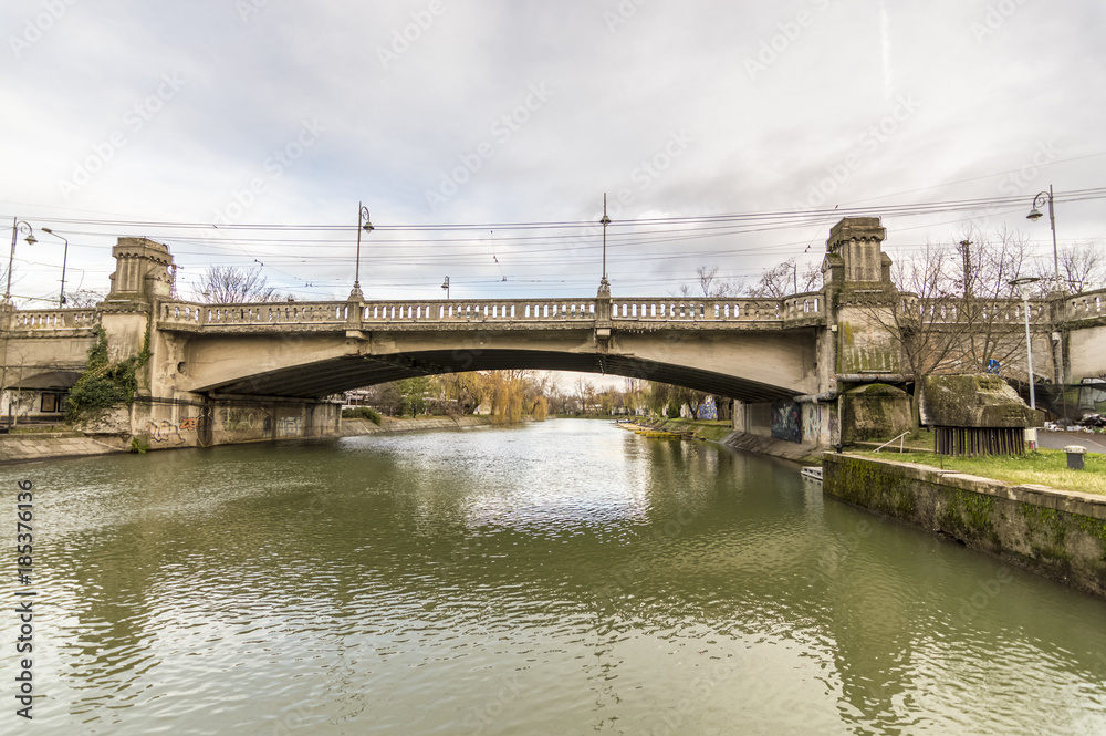 bridge over river in the city. Late autumn bridge over river in the city. Late autumn