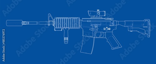 Machine Gun. Vector rendering of 3d