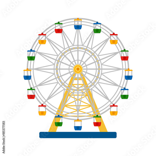 Colorful ferris wheel on white background, vector illustration