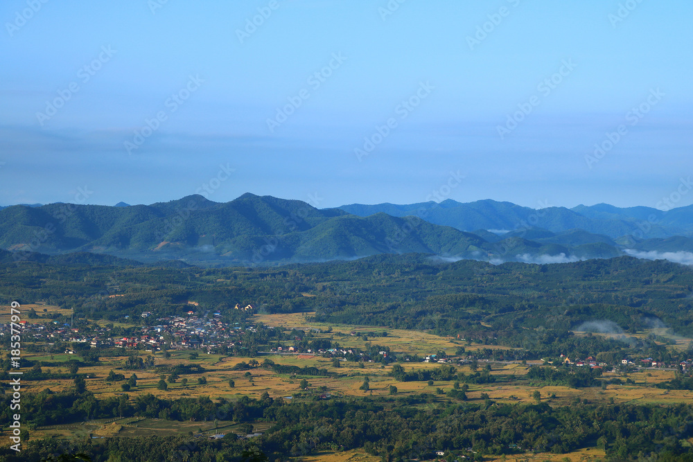 Landscape of rural city and mountain at Phu-Thok, Loei, Thailand