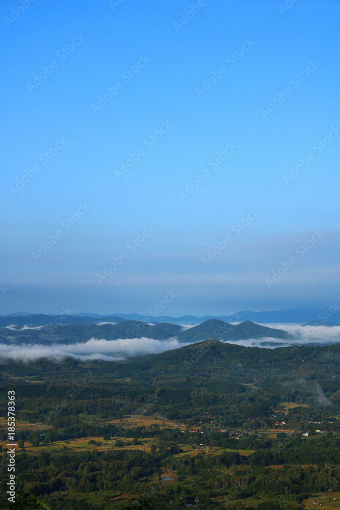 Landscape of rural city and mountain at Phu-Thok, Loei, Thailand
