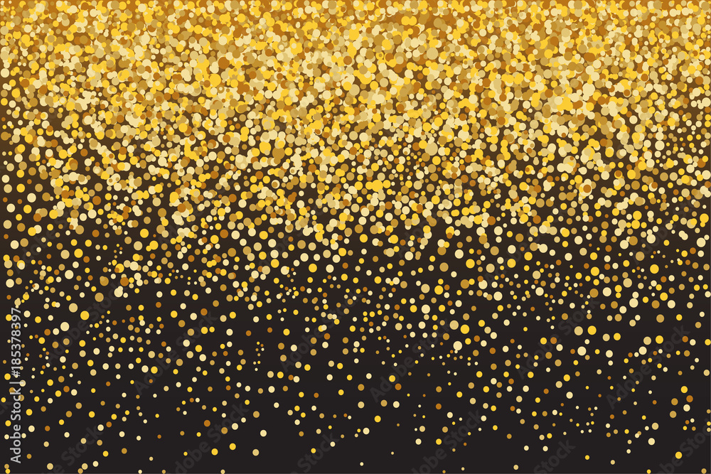 Golden sequins. Splashes of shining particles. A tool with gold drops. A rich background. A vector illustration. Golden sequins. Splashes of shining particles. A tool with gold drops. A rich background. A vector illustration.