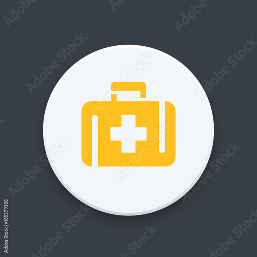 First aid kit, medicine chest vector icon