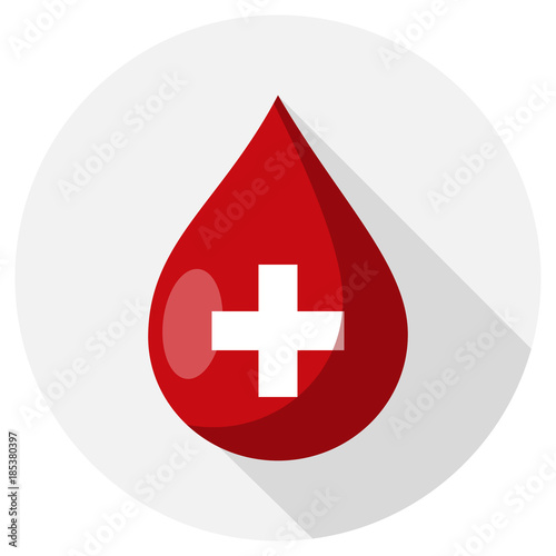 Tropfen Blut mit Kreuz Flat Design Icon