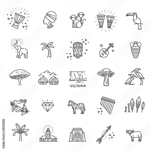 Set of african ethnic style icons in flat style
