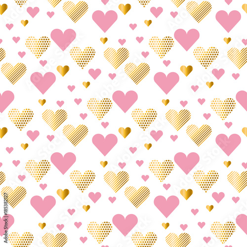 Valentines Day seamless modern luxury pattern. Festive abstract background wi...