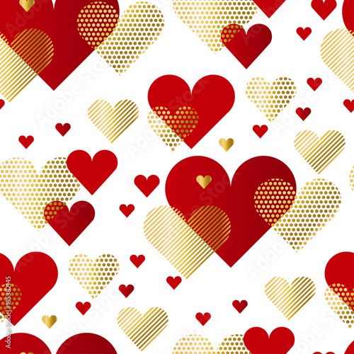 Modern luxury Valentines Day seamless pattern. Festive abstract background wi...