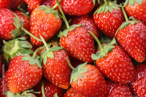 Beautiful background from freshly organic red strawberries