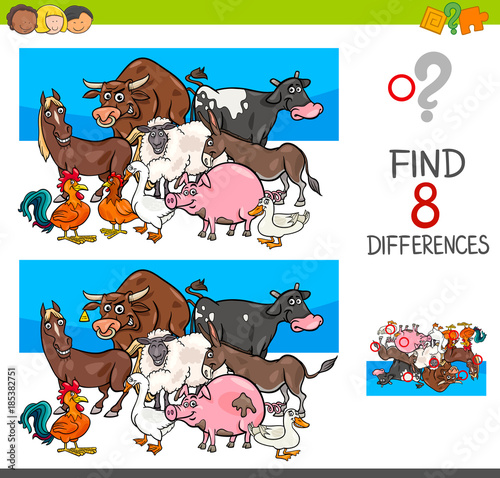 find differences with farm animal characters