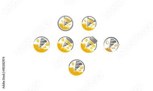 drill, drill bit, coin, gold, bitcoin, emblem symbol icon vector logo