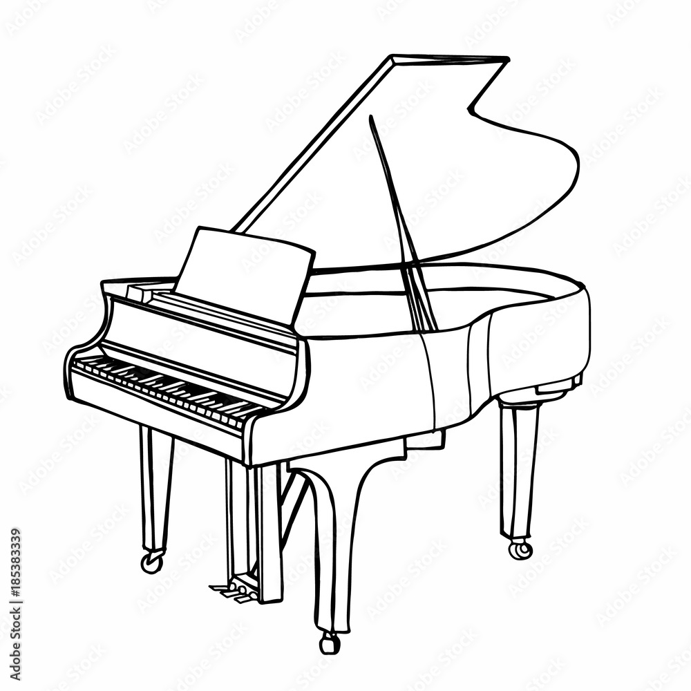 Grand Piano Cartoon Black And White