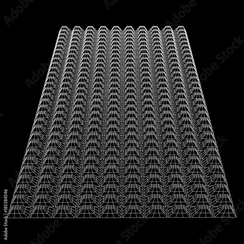 Wireframe model of sound proof coverage in music studio with soundproofing walls. Vector illustration