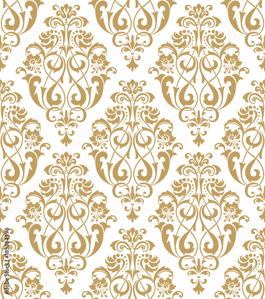 Wallpaper in the style of Baroque. A seamless vector background. Gold and  white texture. Floral ornament. Graphic vector pattern. Stock Vector |  Adobe Stock