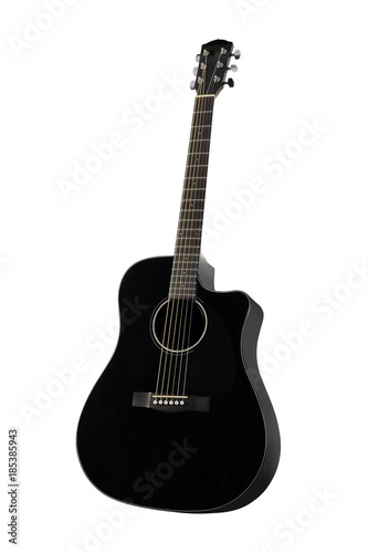Musical instrument - Black acoustic guitar. Isolated