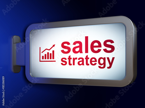 Marketing concept: Sales Strategy and Growth Graph on billboard background