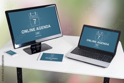 Online agenda concept on different devices