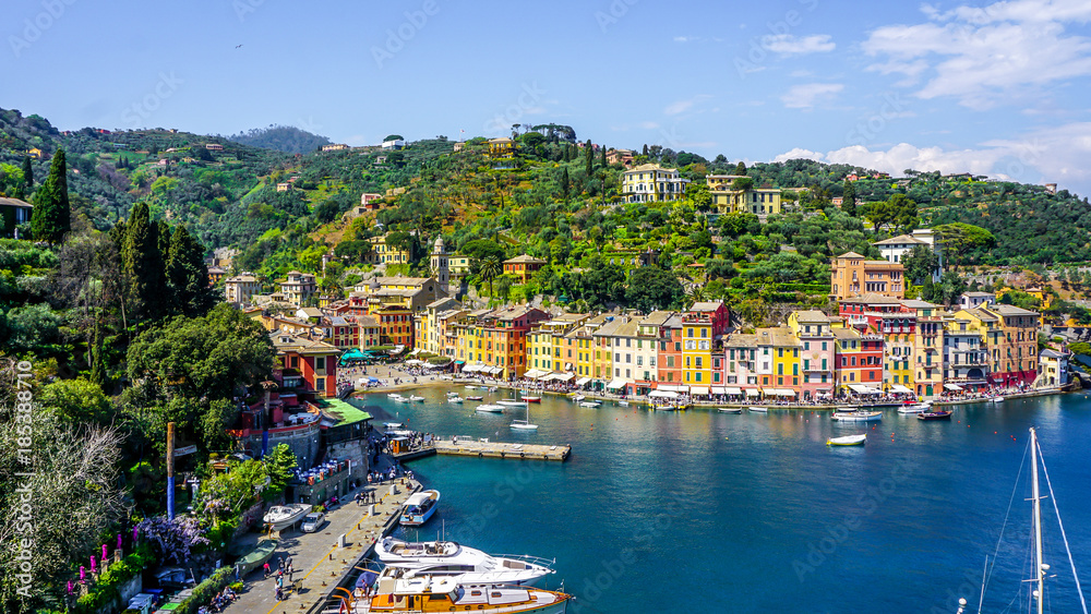View down on Portofino, Italy