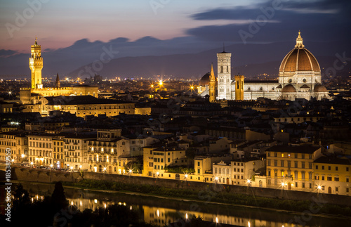 Panorama view of Florence after sunset from Piazzale Michelangelo © robertdering