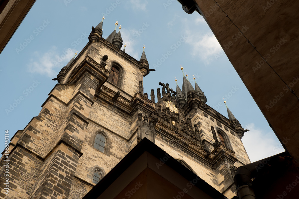 Φωτογραφία Looking up at the Church of Our Lady Before Tyn in Old Town Square in Prague, Czech Republic