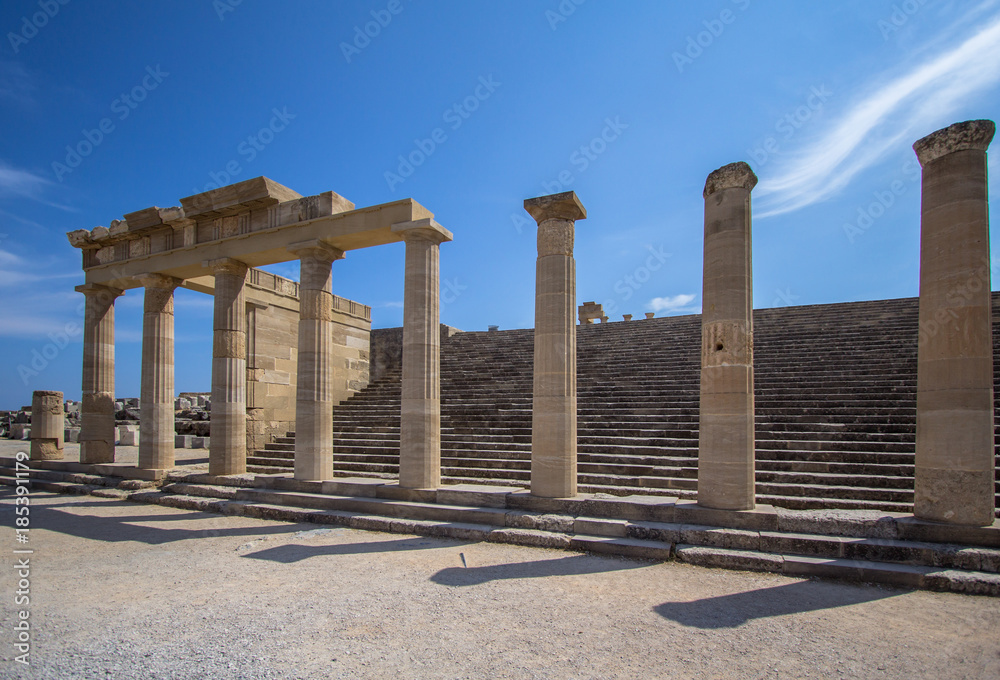 Fototapeta premium Ruins of ancient temple, Lindos, Rhodes island, Greece