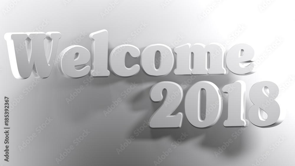Welcome 2018 white - 3D rendering Welcome 2018 white - 3D rendering