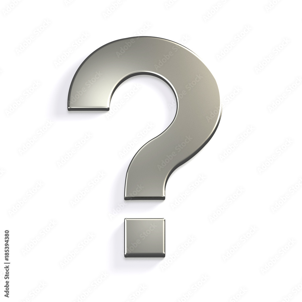 Question Mark in Silver Platinum Color Symbol in Style. 3D Rendering Illustration Question Mark in Silver Platinum Color Symbol in Style. 3D Rendering Illustration
