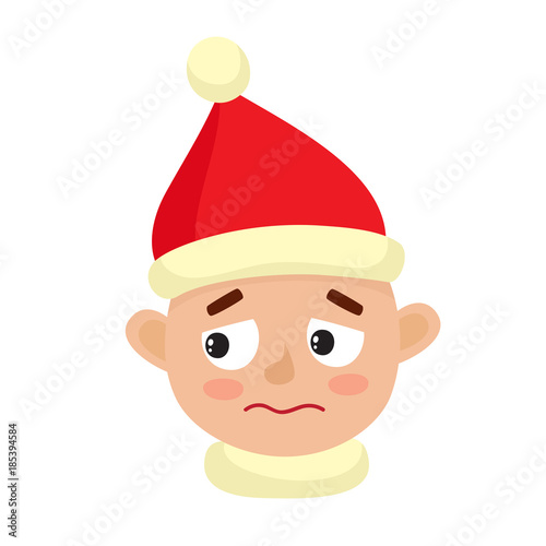 Little boy upset face expression isolated on white background.