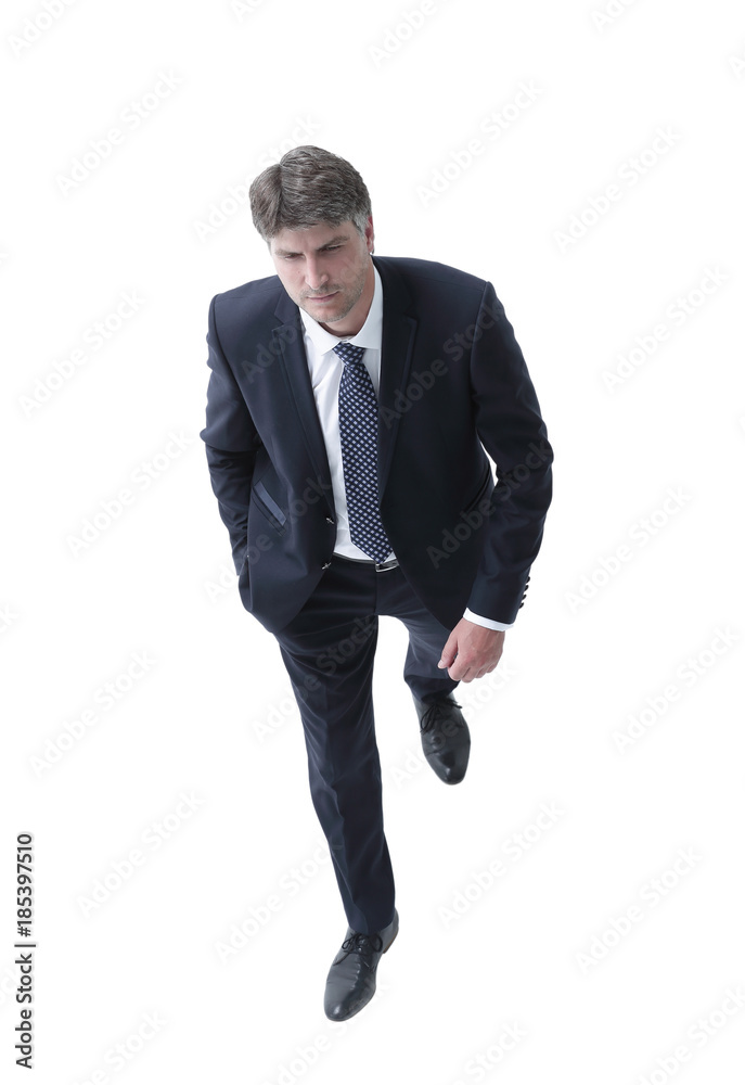 Top view confident businessman goes forward. Top view confident businessman goes forward.