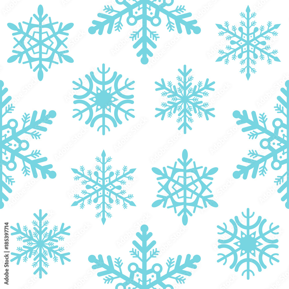 Snowflake seamless pattern Merry Christmas and Happy New Year winter holiday background decorative paper vector illustration. Snowflake seamless pattern Merry Christmas and Happy New Year winter holiday background decorative paper vector illustration.