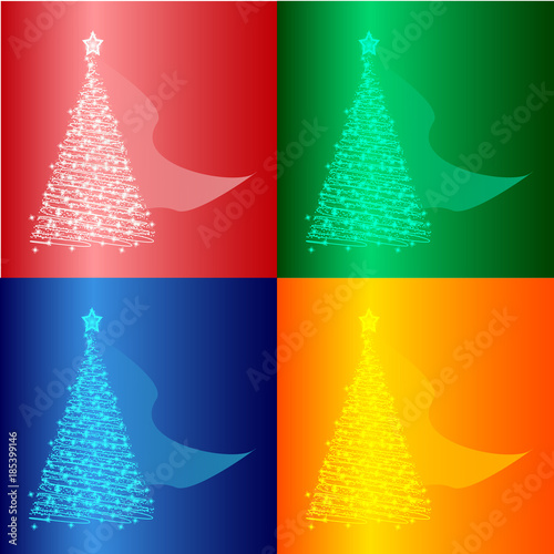 set with an illustration of a glowing Christmas tree photo