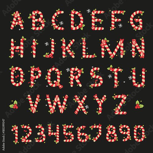 Christmas alphabet, christmas candy.